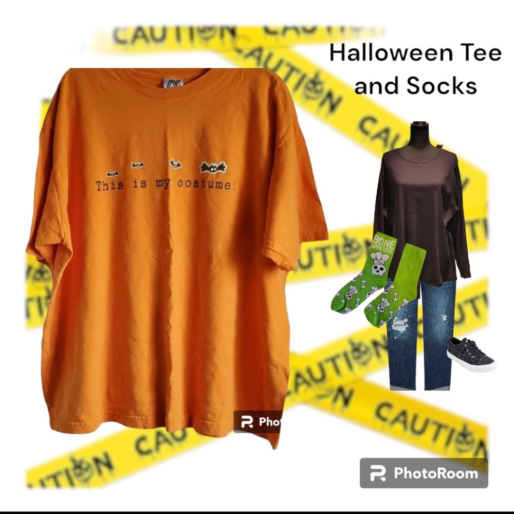 Halloween Tee, "This is my costome!" and Bone Appetite Socks